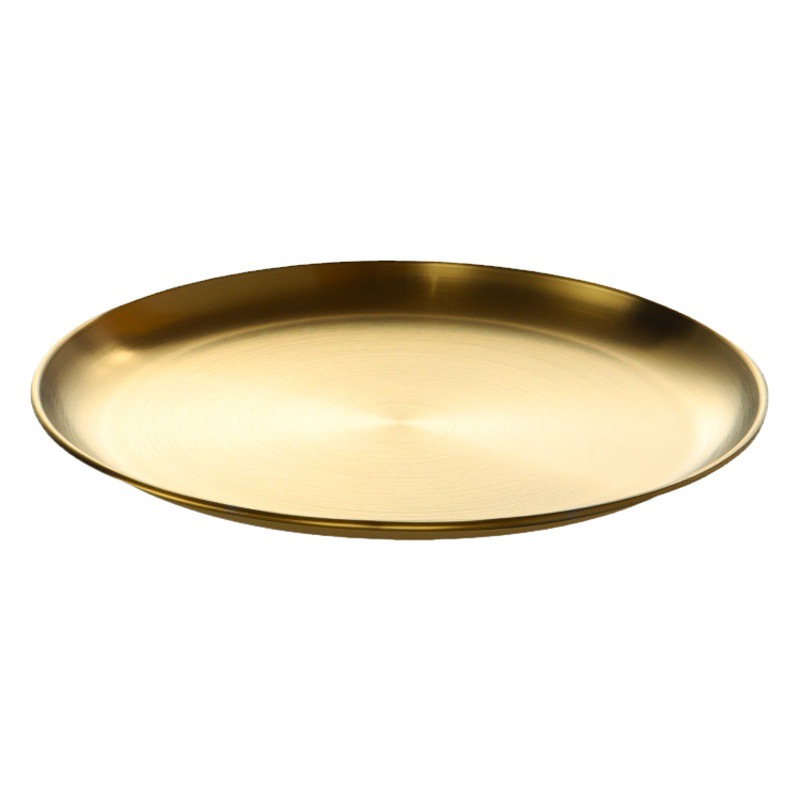 Plato redondo de acero inoxidable 304, ideal para barbacoa, frutas, pasteles o postres, estilo coreano retro
