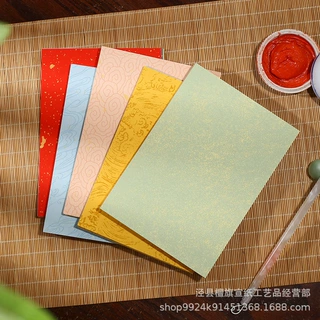 加厚蜡染宣纸软卡纸半生熟洒金空白8寸书法专用纸国画卡纸A43批发