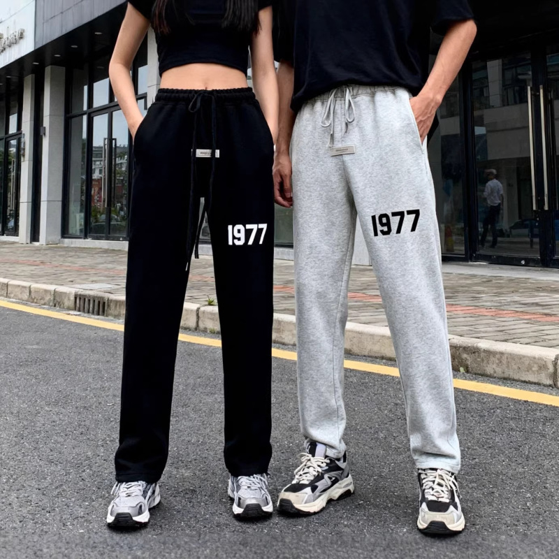 Autumn and Winter Fleece-Lined Sweatpants Essentials American Style 1977 Trendy Heavyweight High Street Loose Straight-Leg Sports Men's Pants