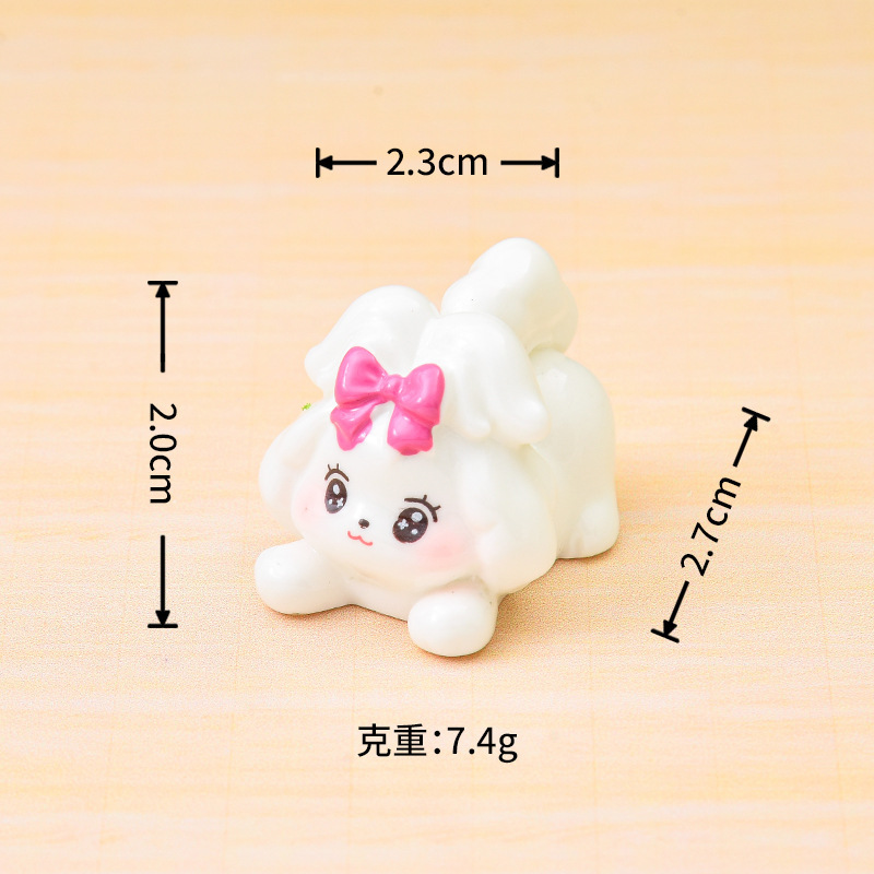 潮玩卡通蝴蝶结小狗桌面小摆件 娃娃屋公仔diy盲袋装饰品树脂配件|undefined