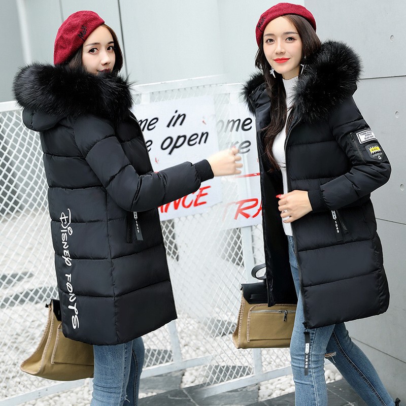 Large Fur Collar Cotton Outwear for Women Mid-Length Korean Style Loose Fashionable Cotton Jacket Cotton Outwear for Women 2022 New Trend