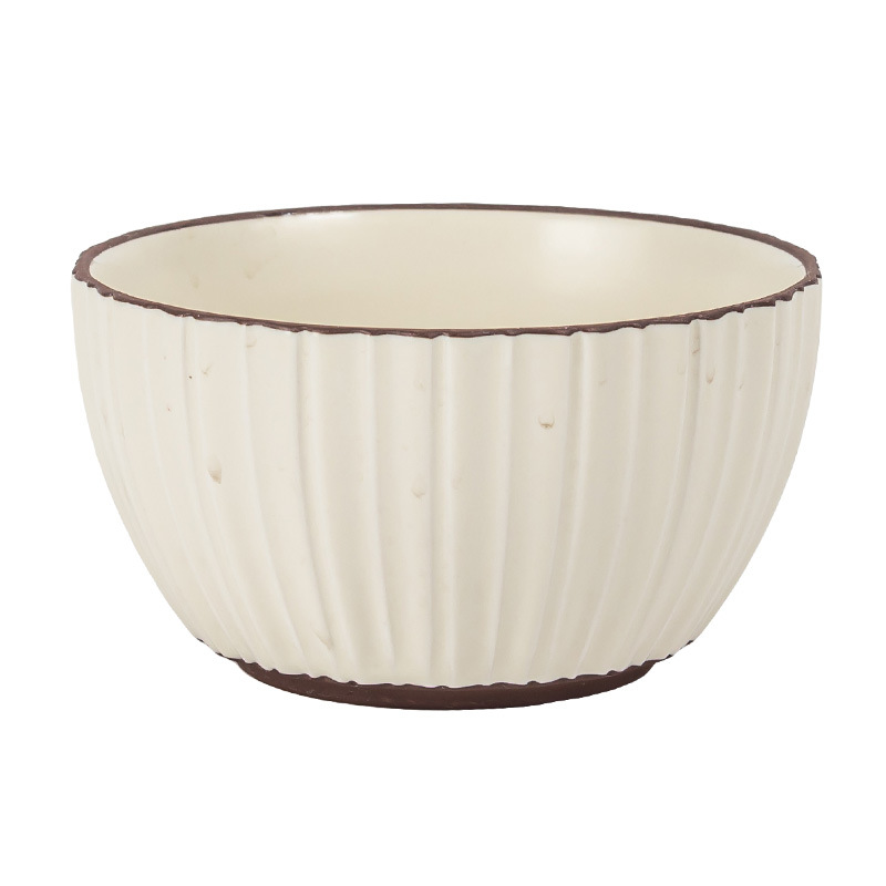 Cuenco de arroz tridimensional en relieve Cuenco de arroz de cerámica doméstica japonesa Cuenco de avena retro mate Cuenco de postre Cuenco de arroz pequeño