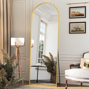 Aluminum Alloy Dressing Mirror Full-Body Mirror Wall-Mounted Adhesive Home Wall-Mounted Fitting Mirror Ins Popular Floor Mirror