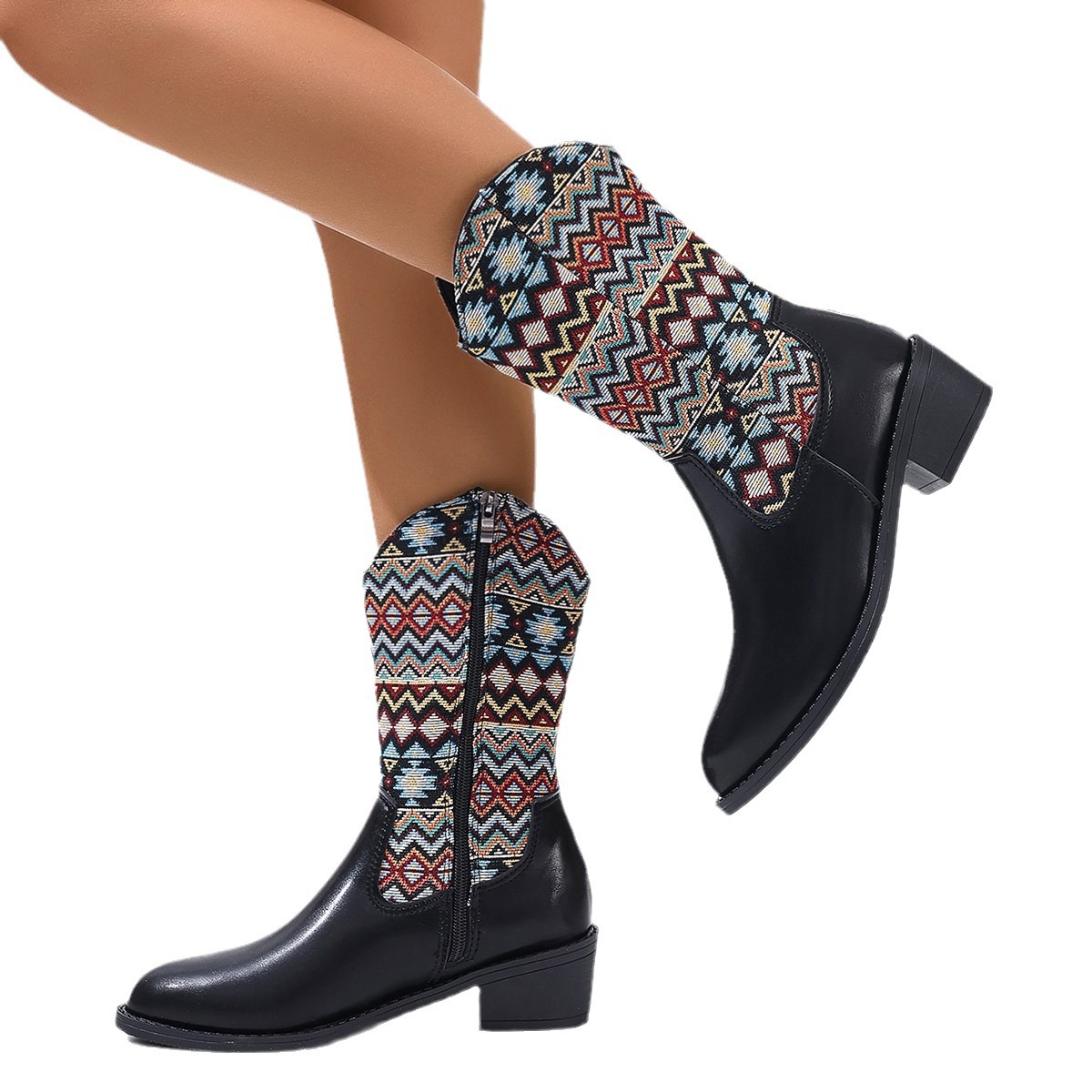Women's Shoes large size ethnic style mid calf boots _voghion.com