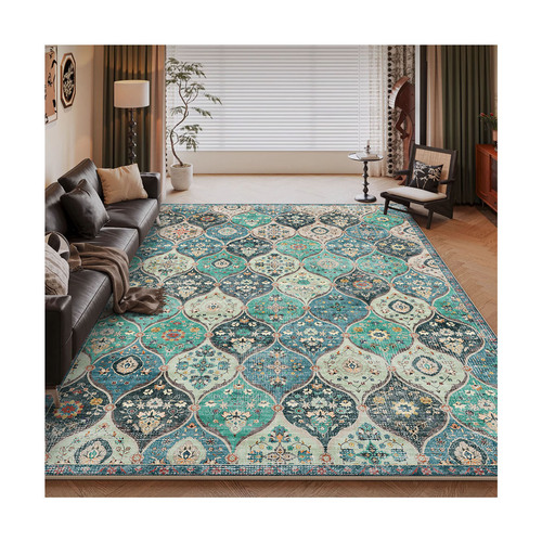 Cross-border Bohemian-style crystal velvet carpet with anti-slip and stain-resistant features for living room, large area, easy to maintain