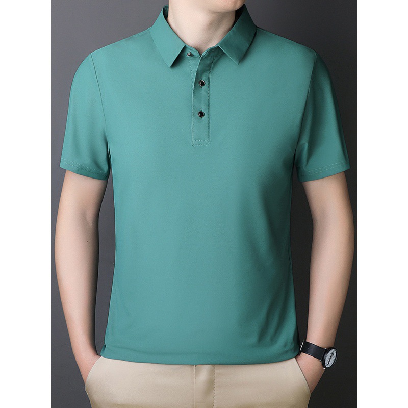 Verano delgado camisa de polo camisa de hombre de manga corta suelta de negocios casual camiseta de solapa chaqueta de hombre image 1