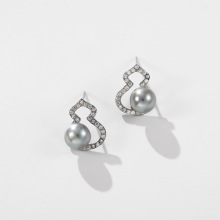 925银葫芦珍珠耳钉海水真多麻个性设计款耳环项链戒指三件套颈链