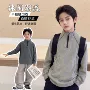 秋冬季男童慕斯半高领抓绒衣