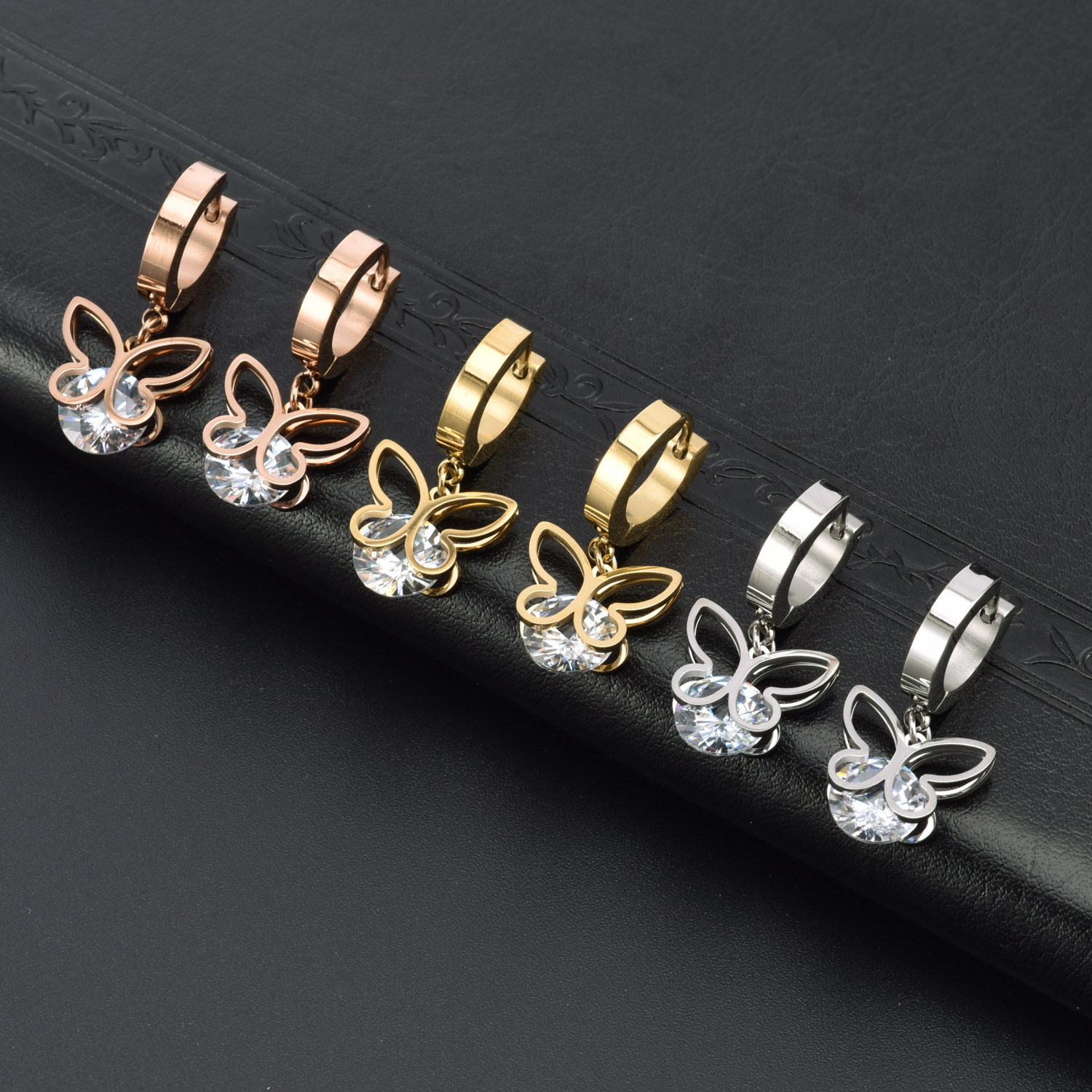 Drop Earrings Classification 18K Gold Plating Color 1 Pair Quantity PVD Coated Real Gold Plated 18K Gold Butterfly Stainless Steel INS Style Waterproof Non Tarnish Drop Earrings