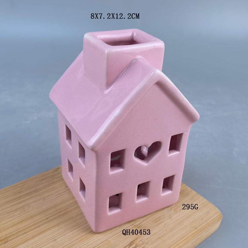 Cerámica europea y americana cuidadosamente seleccionada, decoración del hogar navideño, decoración creativa, venta al por mayor transfronteriza, casa hueca LED