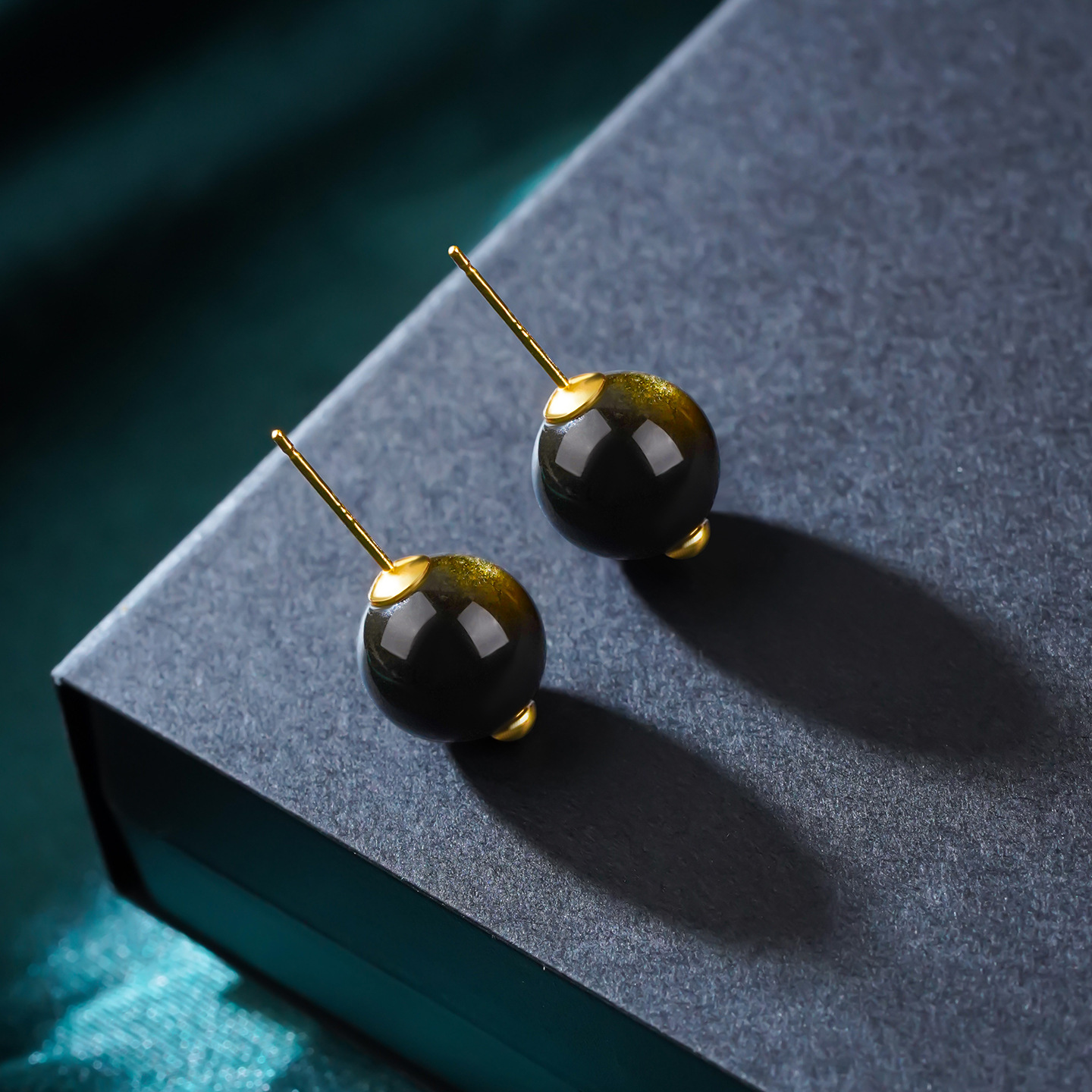 Elegant Sterling Silver Obsidian Earring For Men And Women_voghion.com