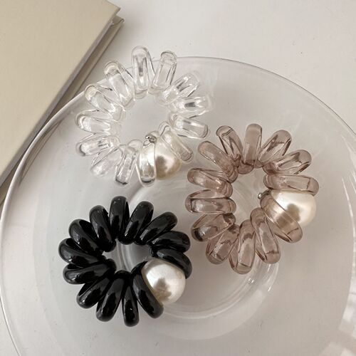 Fashionable new pearl phone cord hair tie, durable rubber band, women's hair tie, temperament ponytail headband hair accessory