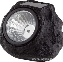 新款太阳能户外石头灯 人造石LED防水灯 适用于花园景观道路