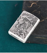 ZORRO佐罗煤油打火机复古精雕古银虎 鱼 唐草防风火机古银雕刻8色