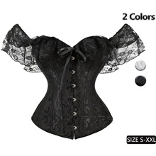 跨境corset鱼骨束身衣 蕾丝一字肩宫廷复古塑身上衣紧身收腹骨衣