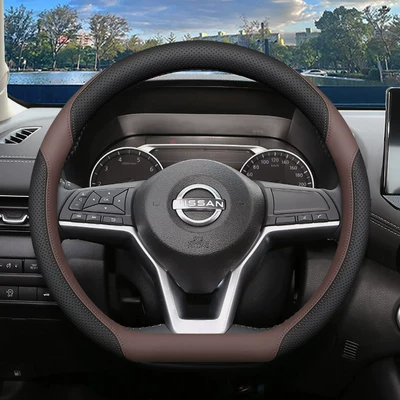 Steering wheel cover Steering Wheel Cover, Dongfeng Nissan - nissan-exclusive-d-type-black-brown-ultra-thin-style-nissan-sylphy