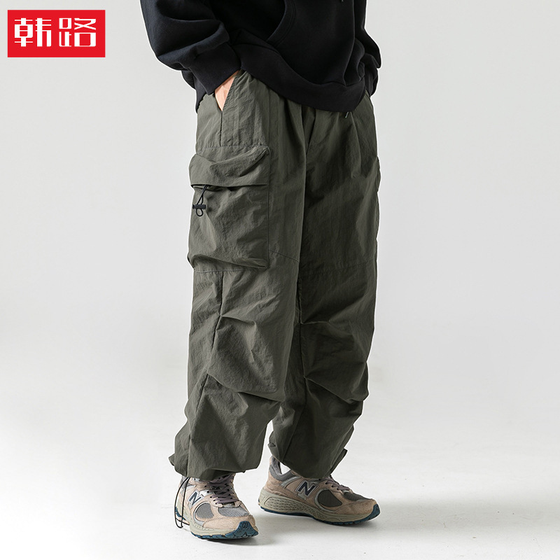 Japanese-Style Outdoor Water-Resistant Double-Knee Parachute Pants Spring Trendy Functional Cargo Casual Pants for Men