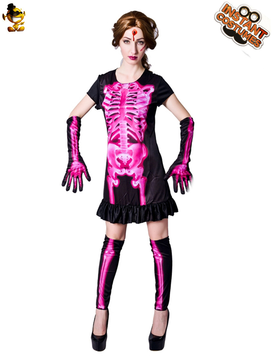 Niña grande Rosa fantasma hueso cráneo vestido Halloween fiesta traje etapa rendimiento traje Cosplay