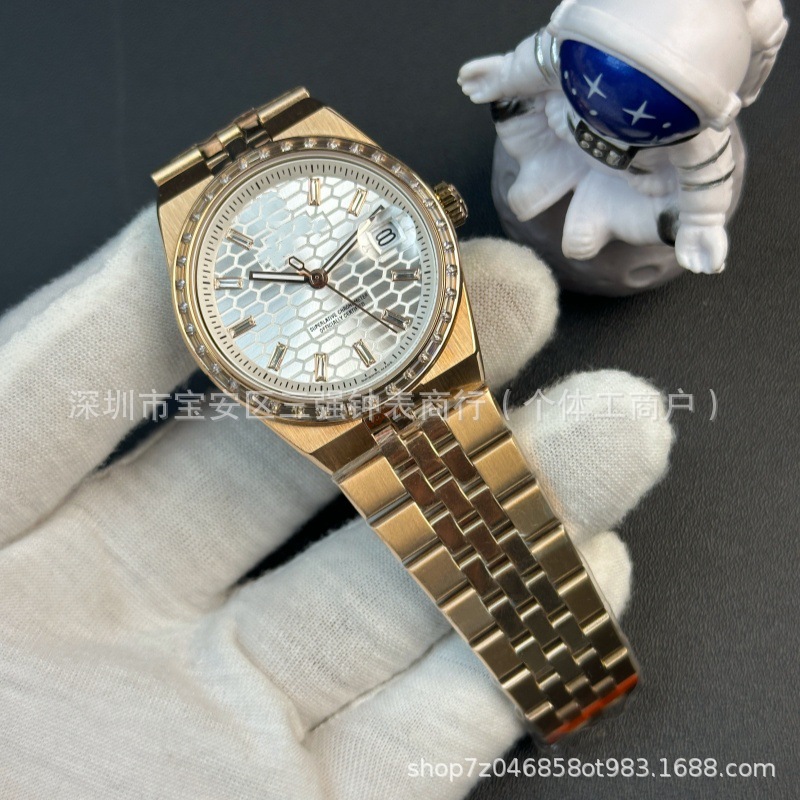 Oro Rosa Blanco (Diamante cuadrado) - 36mm