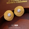 Silver needle entanglement around the circle pearl earrings