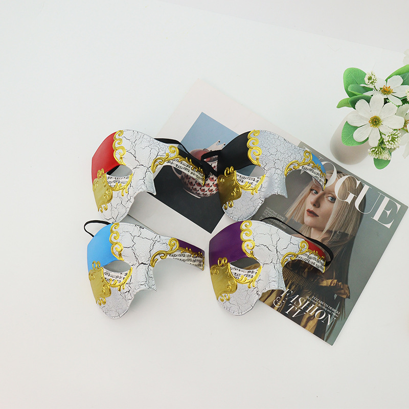 Máscara de media cara de nota de crack veneciana transfronteriza Máscara de fiesta de disfraces vintage para hombre Máscara de Halloween