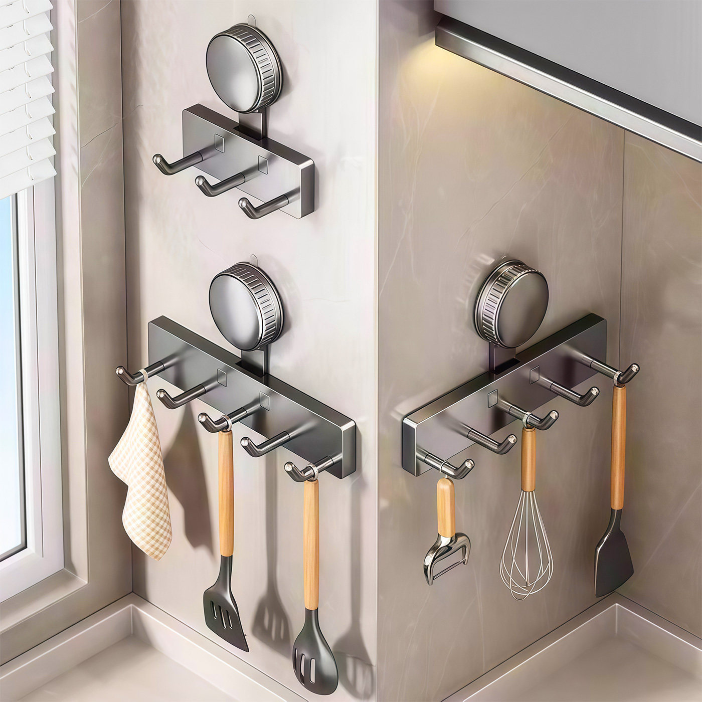 Gancho de ventosa sin perforación tipo pared estante de cocina multifuncional fuerte soporte de carga doméstico almacenamiento de cocina de cocina