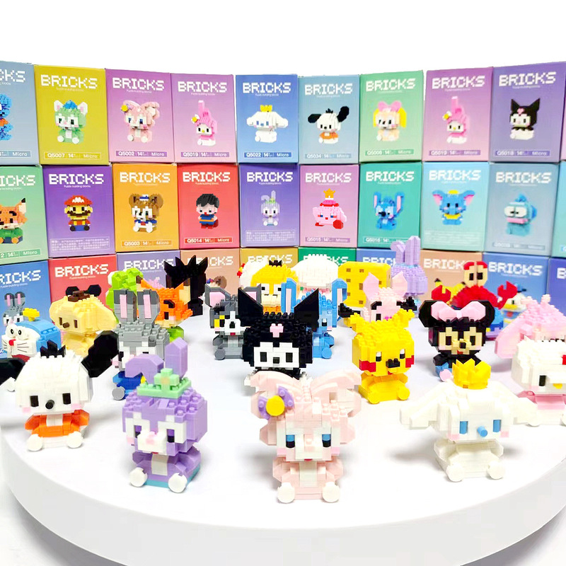 Cross-Border Hot-Selling Micro-Diamond Particle Building Blocks Sanrio Cartoon Figures Blind Box Points Redemption Gift Toys Wholesale