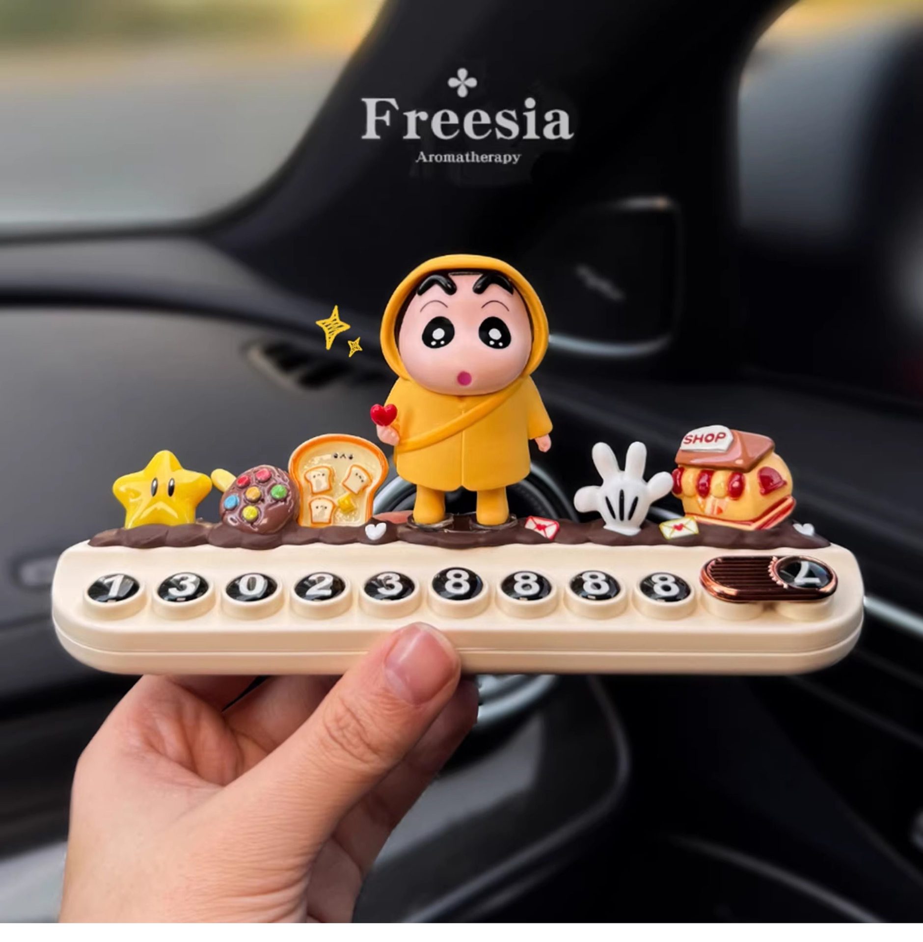 2026 New Model Crayon Shin-Chan Temporary Parking Number Plate for Moving the Car, with a Phone Number That Can Be Hidden on the Car