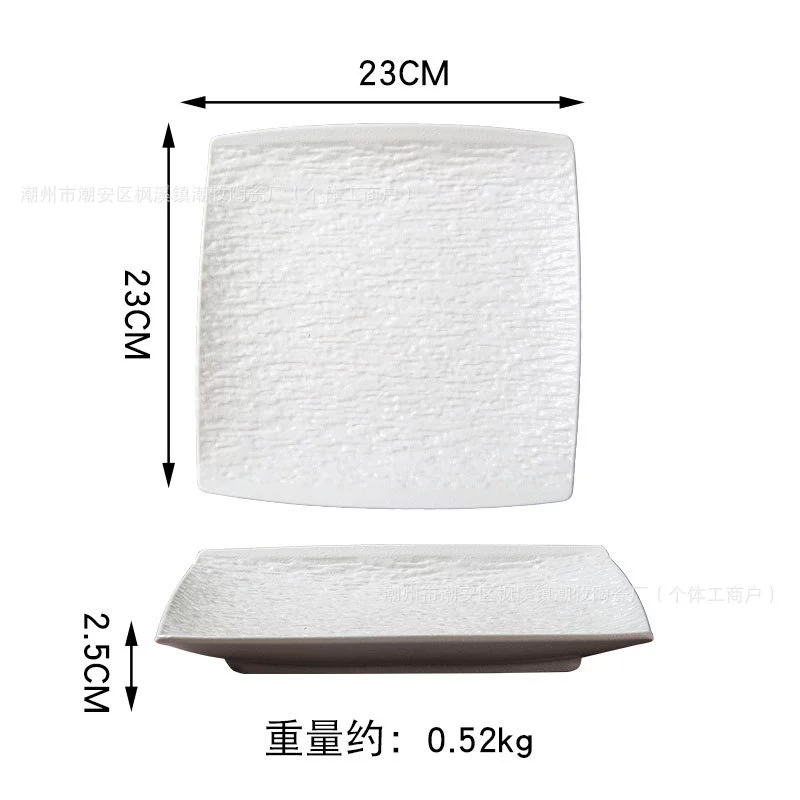 Stone‑pattern serving plates collection, multiple shapes (6–12") in white & black, thick edge