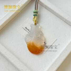 批发冰彩俏色玛瑙玉髓金鱼金玉满堂吊坠男女款吊坠项链毛衣链