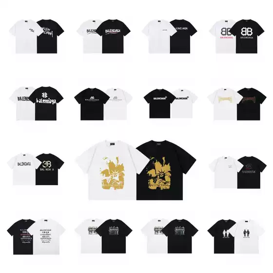 Cross-Border 2025 New B Family Metal Texture Tape Logo Printing 260g Combed Cotton Double Yarn Same Style t for Men and Women
