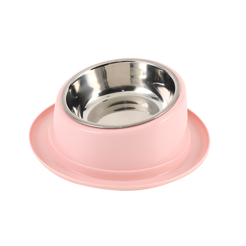 Nuevo simple color sólido 15 grados inclinado Acero inoxidable PET Bowl protectora vértebra cervical gato vajilla suministros para mascotas