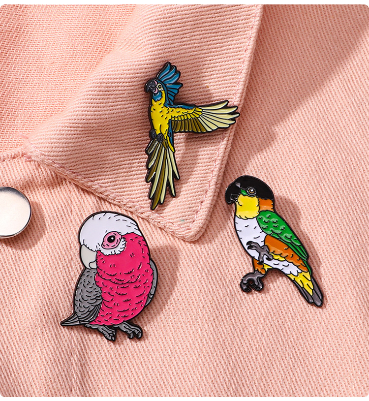 Animal, Cartoon, Mouth, Badge, Bird, Parrot Pattern Cute Pin Animal Cartoon Mouth Zinc Alloy Enamel Unisex Brooches