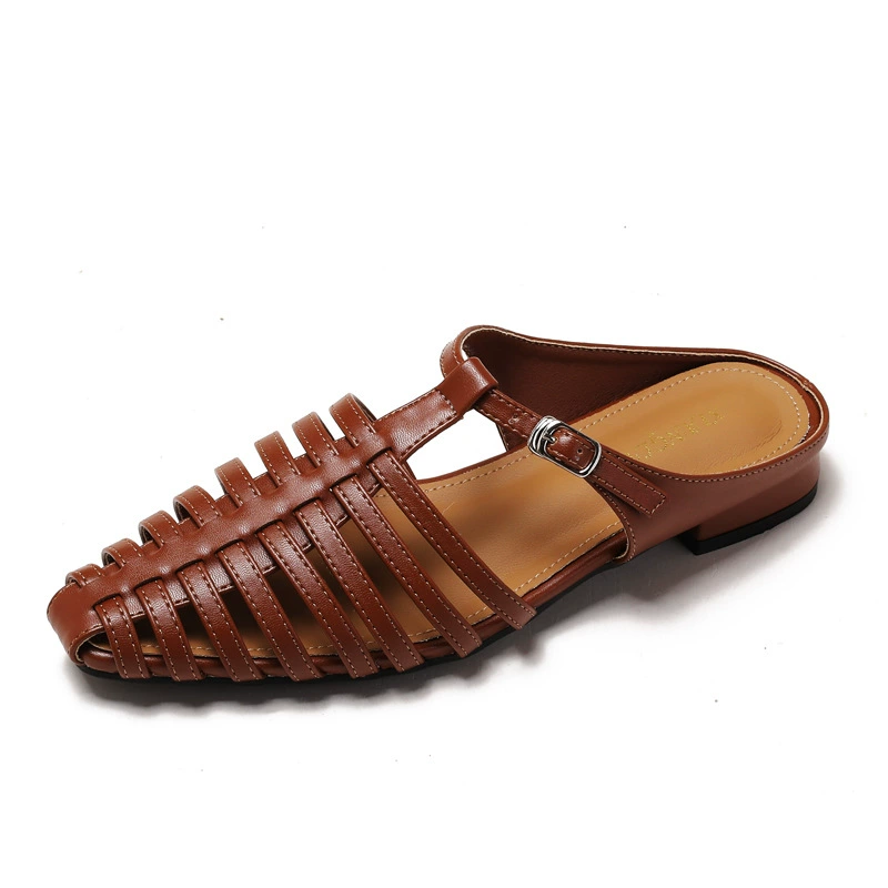 Женские сандалии с открытым носком, европейская и американская новая мода, туфли в виде свиной клетки, римские сандалии с полой пряжкой H833-3