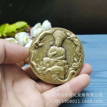 沈阳造币厂四大佛山之60mm黄铜峨眉山大铜章普贤菩萨铜章高浮雕
