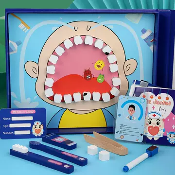 Wooden Simulation Doctor Set Children's Educational Role Play Interactive Play House Small Dentist Educational Teeth Toy - ShopShipShake