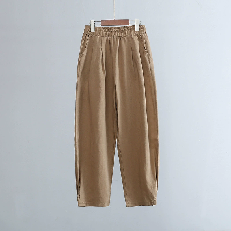 Casual Spring Trousers, cotton-linen blend, loose fit, mid-rise, multi-color sizes S–L