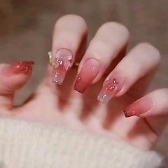 Color-changing heart wearing nails, color-changing butterfly bow false nails, detachable nail stickers, nail art stickers, finished nail art