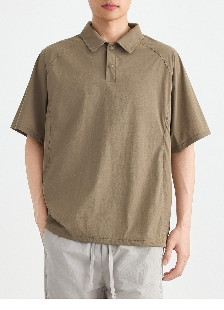 Áo polo nam tay raglan thể thao thành phố, chất liệu nhẹ khô nhanh — Màu trắng sữa chi tiết 30