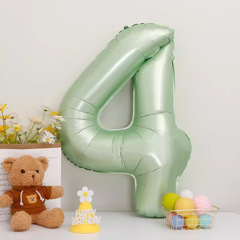 40inch アルミフィルムデジタルバルーン ベビーブルーピンク 女の子の誕生日シーンの装飾 ベビー123歳の誕生日の装飾|undefined