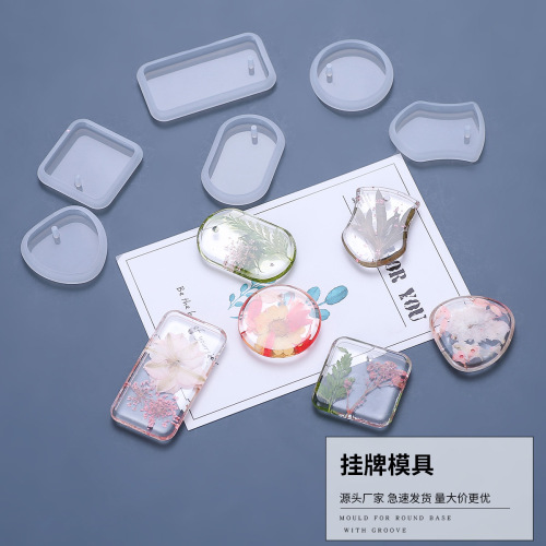 Glue mold diy heart-shaped pendant love round oval square dry flower tag silicone abrasive tool