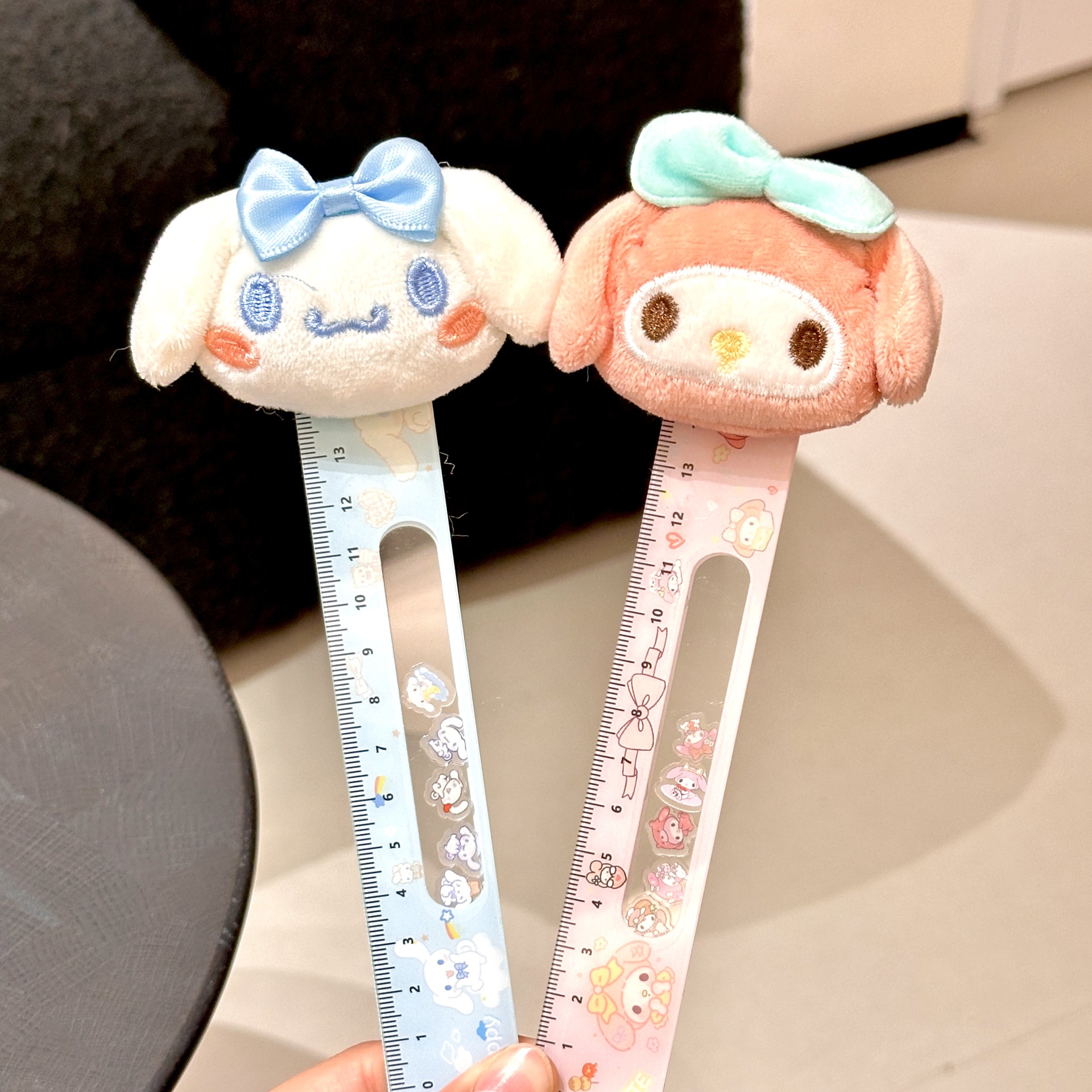 Regla de peluche Capiballa de alto valor de dibujos animados regla de música 15CM regla recta para estudiantes de medición y aprendizaje