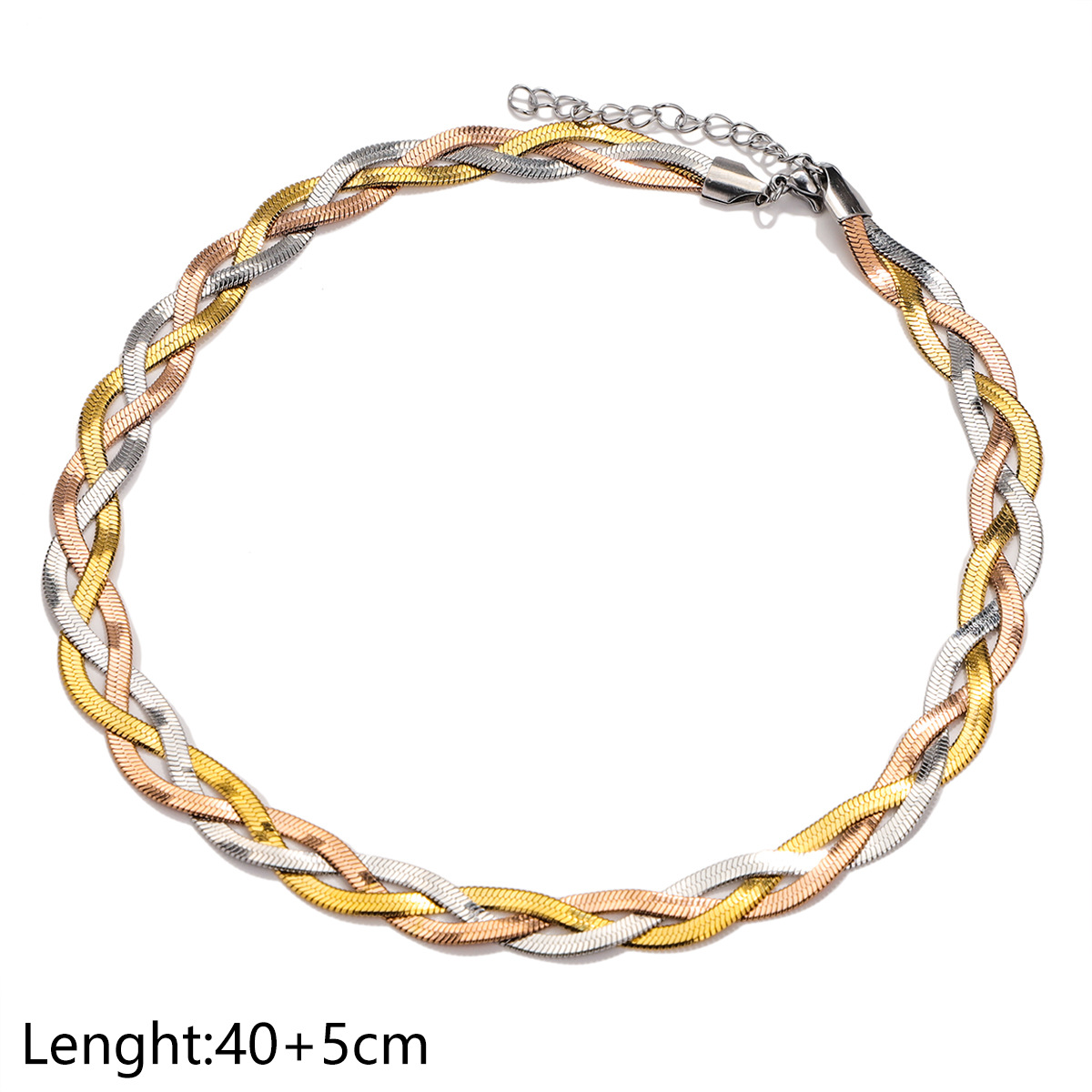 304 Stainless Steel Casual Simple Style Plating Braid Geometric Bracelets Necklace display picture 4