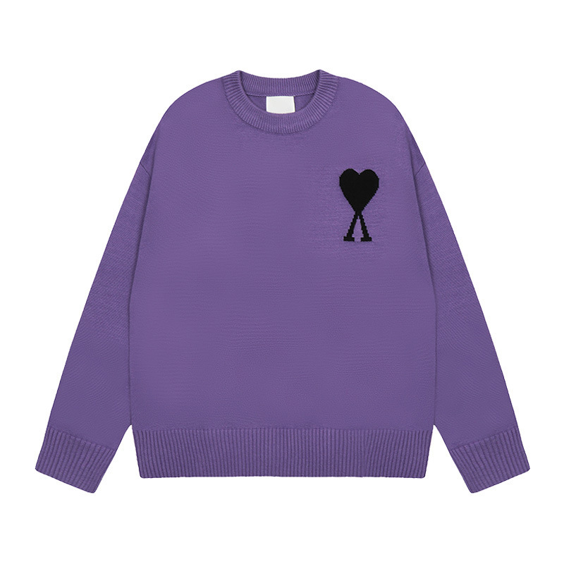 大注目！ ami セーター ラウンドネック ビッグラブ 25ss 新しいカップルルーズ長袖クロスボーダーウール女性のセーター|undefined