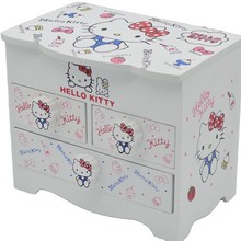 生日礼物kitty木质首饰盒带镜化妆盒 饰品首饰收纳盒