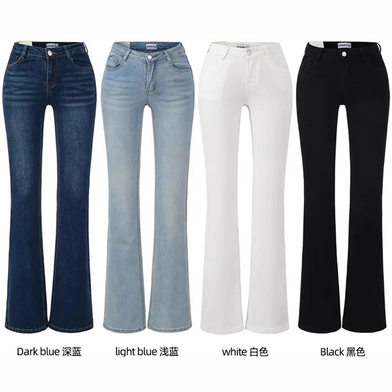 Wholesale Hot Girl Low-Waist Slimming Butt-Lifting Micro-Flared Jeans Autum Slim American Slimming Floor-Length Pants