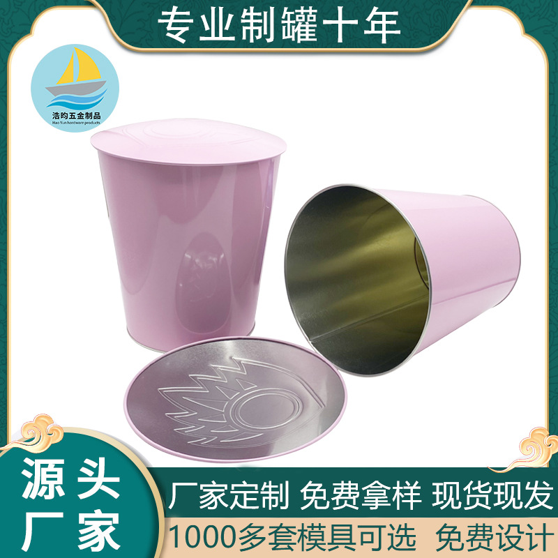工厂供货热卖马口铁爆米花铁桶 圆形带盖铁皮桶 通用金属啤酒冰桶