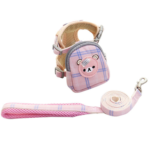 Spring and summer vest-type dog leash small dog Teddy Pomeranian harness puppy self-packing cat leash