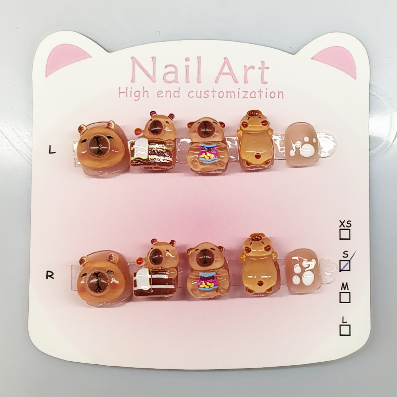 Children's Wearing Armor Short Cartoon Card Pibala Children's Fake Nails New Nail Art Patch 3~12 Years Old