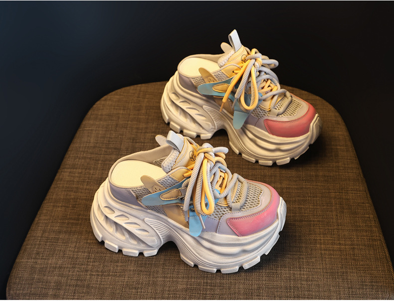 Giày sneaker nữ đế dày tăng chiều cao phong cách Hàn Quốc mùa hè 2026 — màu sắc, màu trắng chi tiết 5